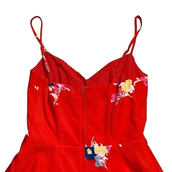Modcloth Living Lightheartedly Red Floral Mini Dress 00 - Picture 10 of 11
